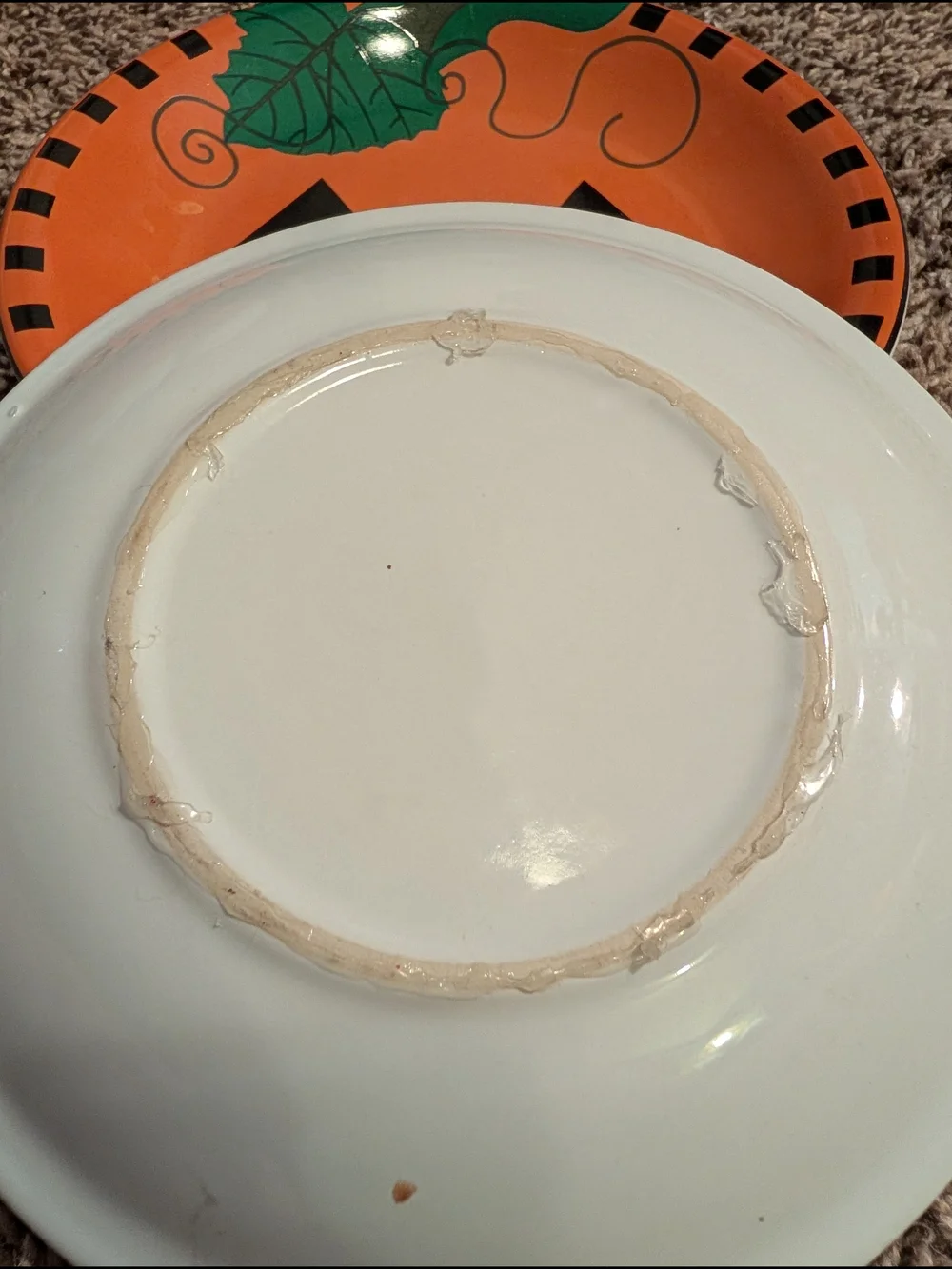 Set of 2 Halloween Jack-o'-lantern Ceramic Dessert Plates Orange 8 in Round